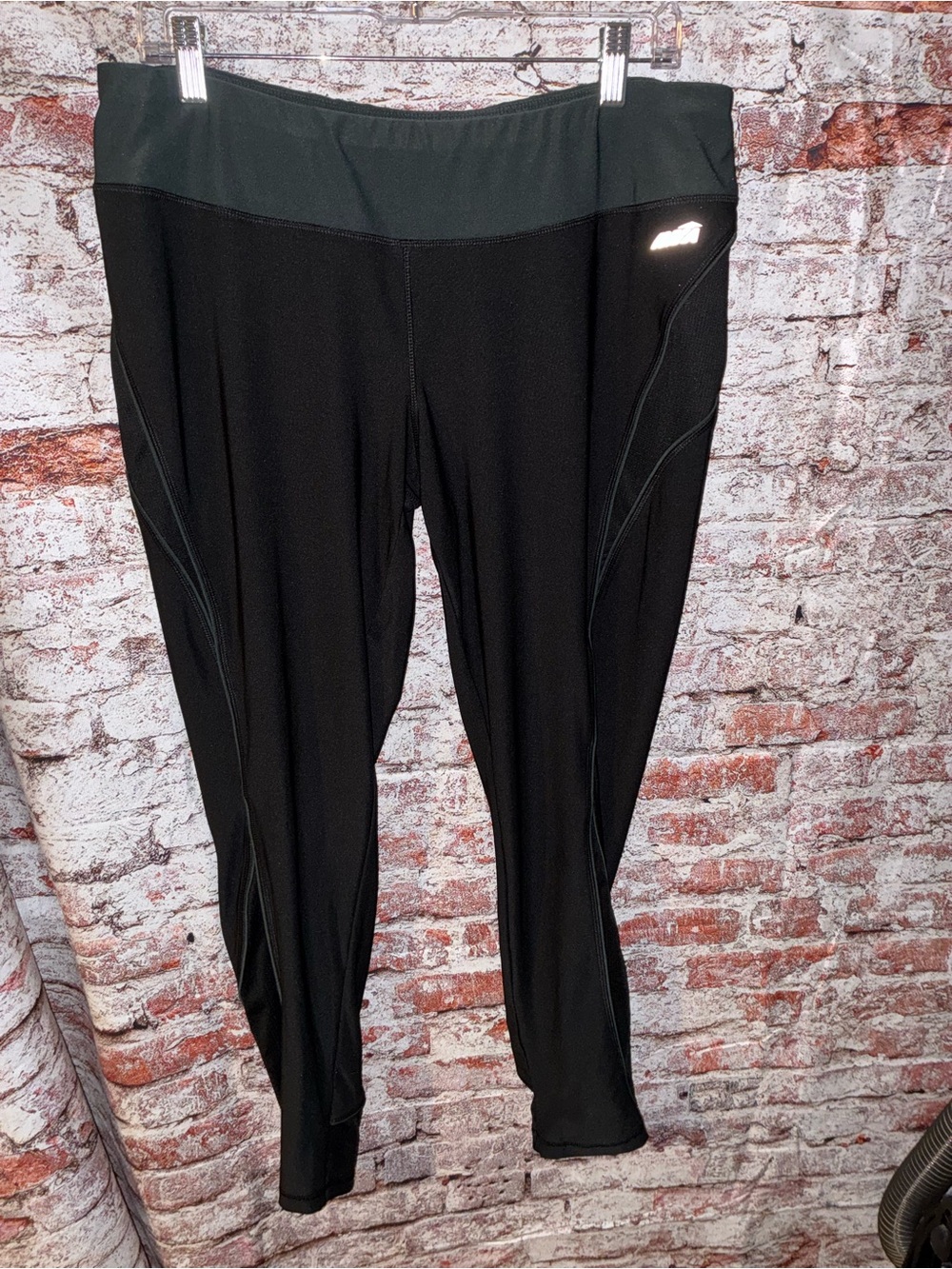 Ladies Black Active Leggings with Reflective Detail